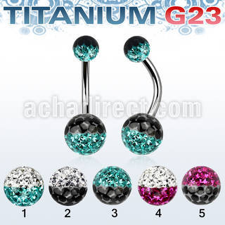 ubnfrge piercing ombligo titanio g23 bolas 5mm 8mm multi cristal ferido colores mayorista