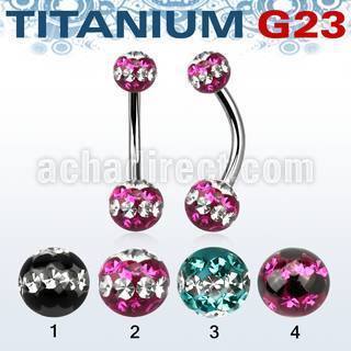ubnfrsd piercing ombligo titanio g23 bolas 5mm 6mm multi cristal ferido triple linea distribuidor mayorista