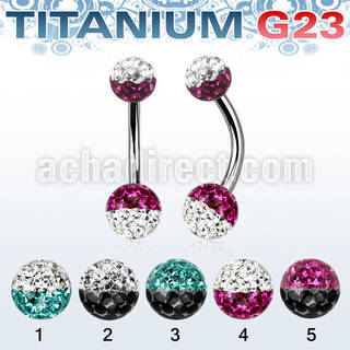ubnfrse piercing ombligo titanio g23 bolas 5mm 6mm multi cristal ferido colores venta