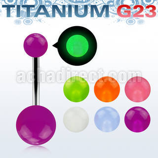 ubngl piercing ombligo titanio g23 bolas acrilicas brillan oscuridad 5mm 8mm al por mayor