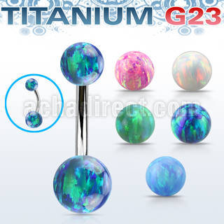 ubnop68 piercing ombligo titanio g23 bolas opalo 6mm 8mm mayorista