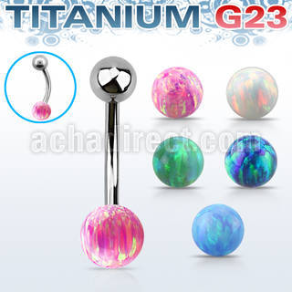 ubnop6 piercing ombligo titanio g23 bola 6mm opalo bola 5mm titanio liso al por mayor