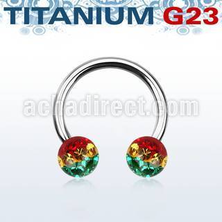 ucbfr6r barbell circular titanio g23 bolas multi cristal 6mm rayas color rasta venta