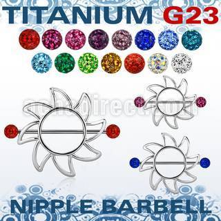 ufnp103 pezonera sol barbell titanio g23 bolas multi cristal ferido 5mm mayorista