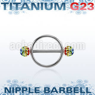 ugfnpe5 pezonera redonda acero 316l barbell titanio g23 bolas multi cristal ferido 5mm bandera gay al por mayor