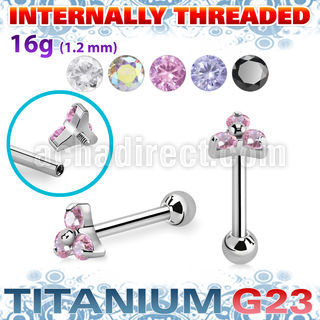 uhein13 titanium g23 internally threaded barbell 3 cz