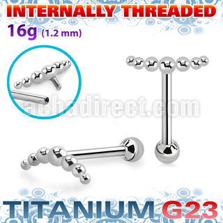 uhein15 titanium g23 barbell 16g beads and ball internal