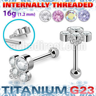 uhein17 titanium g23 barbell bohemian top cz ball internal