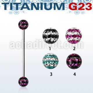 uinfr5d barbell industrial titanio g23 bolas multi cristal ferido 5mm triple linea venta