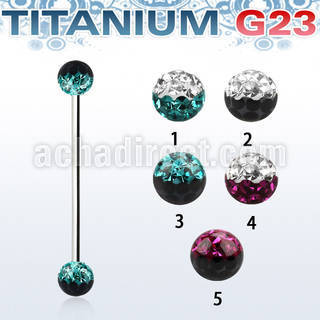 uinfr5e barbell industrial titanio g23 bolas multi cristal 5mm colores distribuidor mayorista