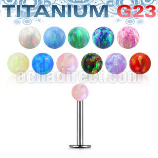 ulbop3 titanium g23 labret with a 3mm synthetic opal ball