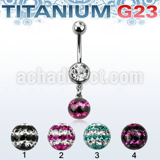 umcd626d piercing ombligo titanio g23 bolas 5 8mm joya bisel bola 8mm multi cristal ferido triple linea mayorista