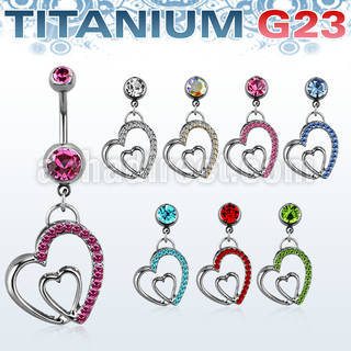 umcdhrc1 piercing ombligo titanio g23 bolas joya engasta bisel 5mm 8mm corazon dentro marco corazon cristal colgado 10mm distribuidor mayorista