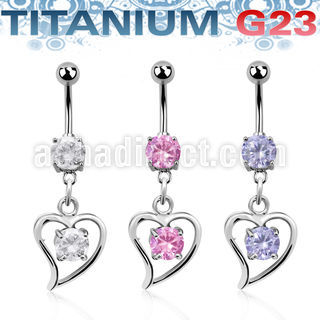 umcdz17 titanium g23 belly banana w 5 8mm bezel jewel heart