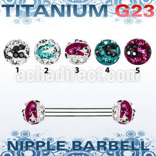 unpfr5c barbell pezon titanio g23 bolas multi cristal ferido 5mm rayas cebra distribuidor