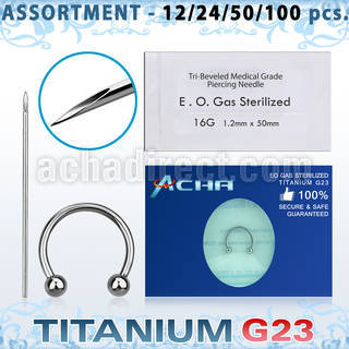 uset07 kit piercings profesional 100 barbell circular titanio g23 bolas 3mm 100 agujas acero quirurgico esterilizadas mayorista