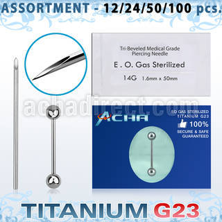 uset11 piercing kit titanium g23 tongue barbells needles.