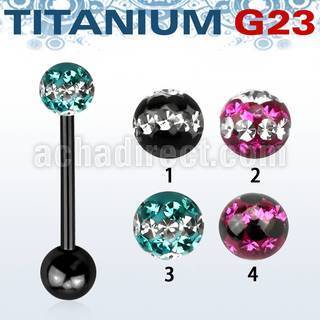 utbbfr5d barbell lengua titanio g23 anodizado bola multi cristal ferido 5mm triple linea bola titanio 5mm inferior al por mayor