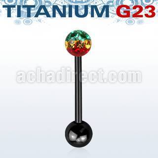 utbbfr5r barbell lengua titanio g23 anodizado bola multi cristal ferido 5mm rayas colores rasta bola titanio 5mm inferior al por mayor