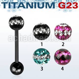 utbbfr6d barbell lengua titanio g23 anodizado bola multi cristal ferido 6mm triple linea bola titanio 5mm inferior distribuidor