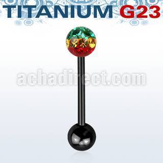 utbbfr6r anodized titanium g23 barbell w 6mm rasta ferido ball