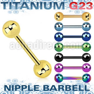 utbbnpg anodized titanium g23 nipple barbell with a 5mm ball