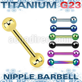 utbbnps titanium g23 anodized nipple barbell, 14g with 4mm balls