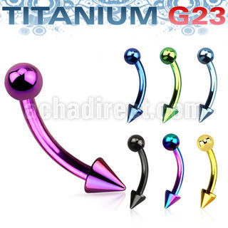 utbnem25 anodized titanium g23 eyebrow banana w 2 5mm ball cone
