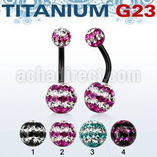 utbnfrgd piercing ombligo titanio g23 anodizado bolas 5 8mm multi cristal ferido triple linea distribuidor