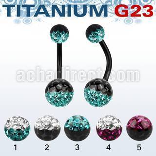 utbnfrge piercing ombligo titanio g23 anodizado bolas 5mm 8mm multi cristal ferido colores distribuidor mayorista