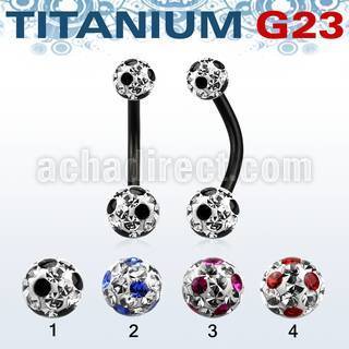 utbnfrsa piercing ombligo titanio g23 anodizado bolas 5 6mm multi cristal ferido puntos al por mayor
