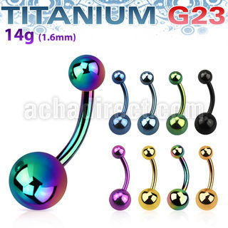 utbng anodized titanium g23 belly banana with 5 8mm ball