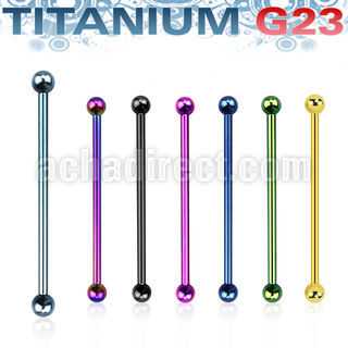 utinb4 anodized titanium g23 industrial barbel with 4mm balls