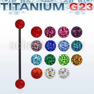 utinfr5 barbell industrial titanio g23 anodizado bolas multi cristal ferido 5mm distribuidor