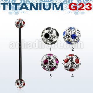 utinfr5a barbell industrial titanio g23 anodizado bolas multi cristal 5mm puntos venta