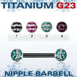 utnpfr5d barbell pezon titanio g23 anodizado bolas multi cristal pegadas ferido 5mm triple linea venta