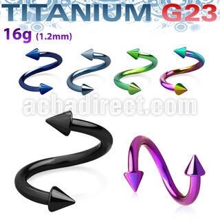 utspen25 anodized titanium g23 spiral, with two 2.5mm cones