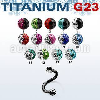 utspfr3e espiral titanio g23 anodizado ceja labio bolas multi cristal ferido 3mm colores al por mayor