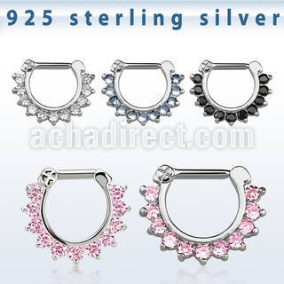 vsepc14 septum clip plata 925 barra cierre acero 316l zirconia venta