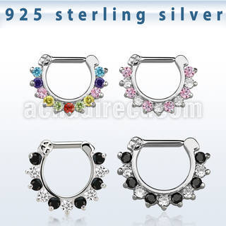 vsepcx14 septum clip plata 925 barra cierre acero 316l zirconia colores alternativos venta