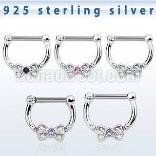 vsepk14 septum clip plata 925 colgante alto barra cierre acero 316l arco zirconia centro al por mayor