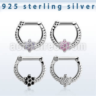 vsepr14 septum clicker plata 925 barra cierre acero 316l flor hecha zirconia barra 14 516 6mm 8mm mayorista