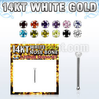 wbzm12 piercing nariz hueso oro blanco 14 kts 0 6mm zirconia color redonda 1 25mm mayorista
