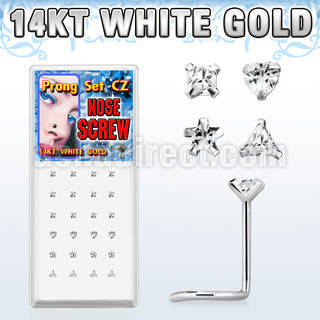 wgszmc caja display 24 piercing nariz l oro blanco 14 kts 0 6mm zirconia 3mm formas variadas distribuidor mayorista