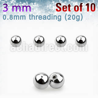 xbal3xs pack 10 bolas acero quirurgico brillo espejo 3mm rosca venta