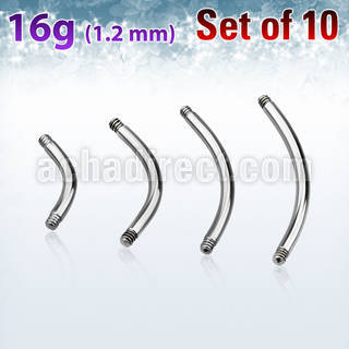 xbn16g pack 10 barras bananas ceja acero 316l brillo espejo rosca 6mm 14mm distribuidor