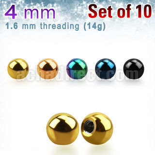 xbt4g pack of 4mm anodized 316l steel balls threading 1 6mm