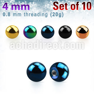 xbt4xs pack of 4mm anodized 316l steel balls threading 0 8mm