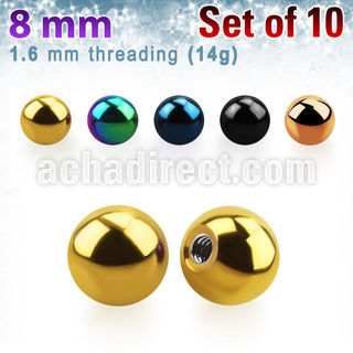 xbt8g pack of 10 pcs of 8mm anodized surgical steel balls