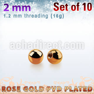 xbtt2 pack 10 bolas acero 316l pvd oro rosa 2mm rosca al por mayor
